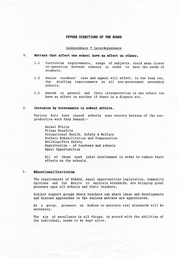 Future Directions of the Board page 1