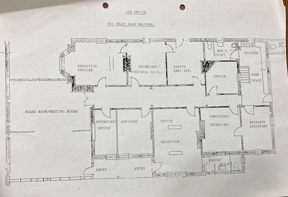 ISB office floor plan 1985