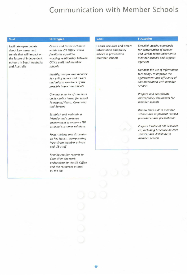 ISB Strategic Plan 1996 page 2