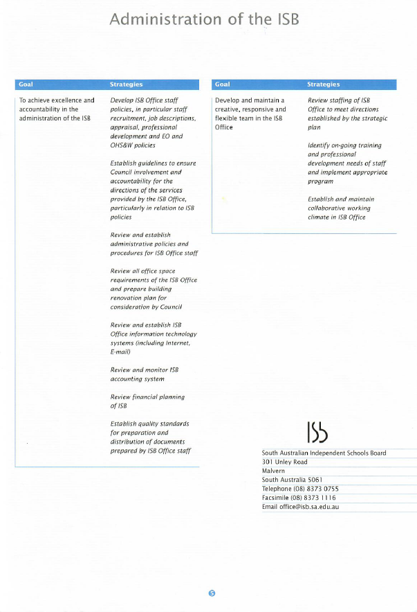 ISB Strategic Plan 1996 page 5